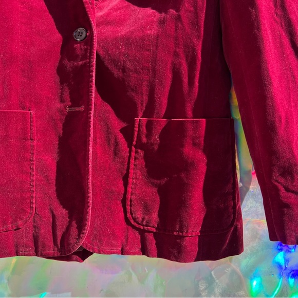 70s Maroon Velvet Slim Blazer - Picture 4 of 13